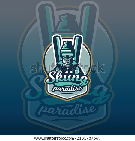 Skiing E-sports Gaming logo vector. Gaming Logo. mascot sport logo design. Gaming animal mascot vector illustration logo. mascot, Emblem design for esports team. Vector illustration