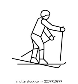 skiing extreme winter sport line icon vector. skiing extreme winter sport sign. isolated contour symbol black illustration