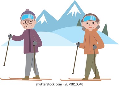 Skiing with family in the winter season
