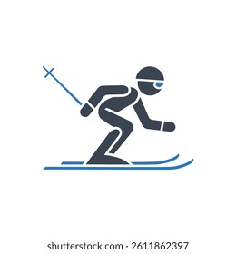 Skiing Fast Icon On White Background
