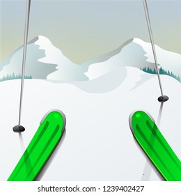 Skiing. First person view