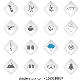skiing flat rhombus web icons for user interface design