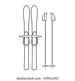 Skiing gear set - assortment of skiing equipment silhouette 
