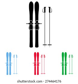 Skiing gear set - assortment of skiing equipment silhouette 