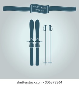 Skiing gear set - assortment of skiing equipment silhouette 