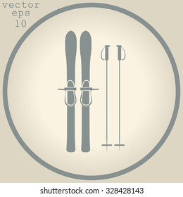 Skiing gear set - assortment of skiing equipment silhouette 