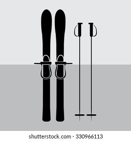 Skiing gear set - assortment of skiing equipment silhouette 