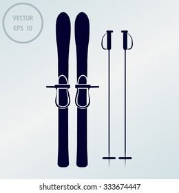 Skiing gear set - assortment of skiing equipment silhouette 