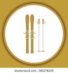 Skiing gear set - assortment of skiing equipment silhouette 