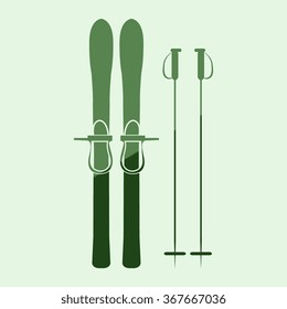 Skiing gear set - assortment of skiing equipment silhouette 