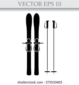 Skiing gear set - assortment of skiing equipment silhouette 