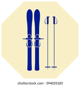 Skiing gear set - assortment of skiing equipment silhouette 