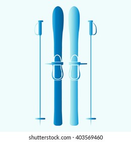Skiing gear set - assortment of skiing equipment silhouette 
