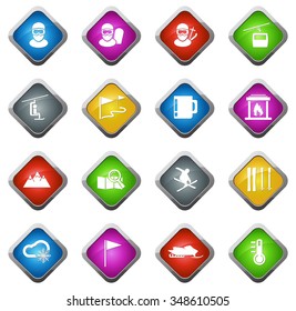 Skiing glossy web icon set
