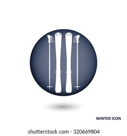Skiing icon button set