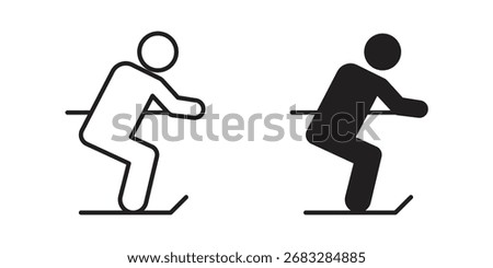 Skiing icon clipart and lineart vector symbols