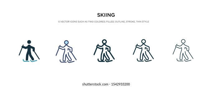 skiing icon in different style vector illustration. two color and black skiing vector icons designed in filled, outline, line and stroke style can be used for web, mobile, ui