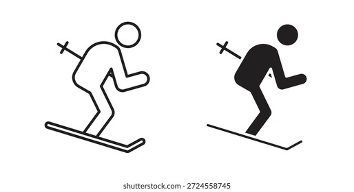 Skisymbol im Doodle- und Strichstil.