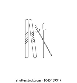 skiing icon. Element of winter elements illustration. Thin line  illustration for website design and development, app development. Premium icon on white background