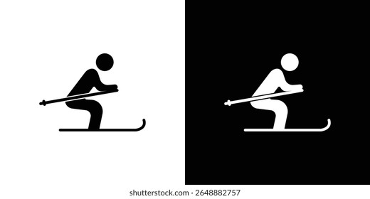 Skiing icon of a flat style vector