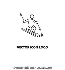 Skiing icon. Skiing linear symbol design from Activity and Hobbies collection. Simple outline element vector illustration on white background.