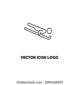 Skiing icon. Skiing linear symbol design from Activity and Hobbies collection. Simple outline element vector illustration on white background.