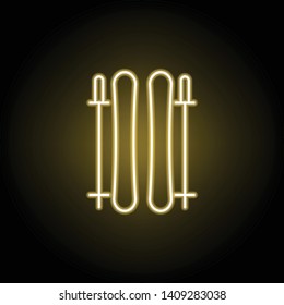 skiing icon in neon style. Signs and symbols can be used for web, logo, mobile app, UI, UX