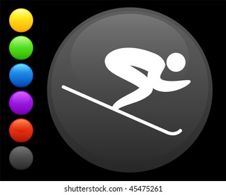 icono de esquí sobre el botón de Internet redondo ilustración vectorial original 6 versiones de color incluidas