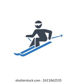 Skiing Icon On White Background