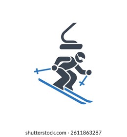 Skiing Icon On White Background