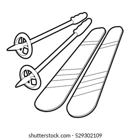 Skiing icon. Outline illustration of skiing vector icon for web