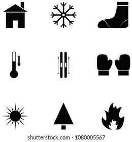 skiing icon set
