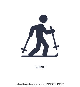 skiing icon. Simple element illustration from activity and hobbies concept. skiing editable symbol design on white background. Can be use for web and mobile.
