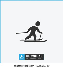 skiing icon. Simple filled skiing vector icon. On white background.