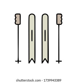 Skiing icon. Simple outline colored vector of adventure icons for ui and ux, website or mobile application