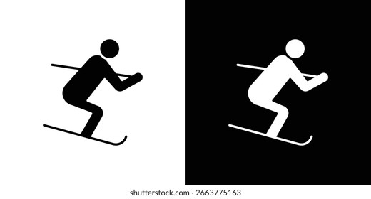 Coleção de símbolos de ícone de esqui. Ilustração de stock de vetor plano.