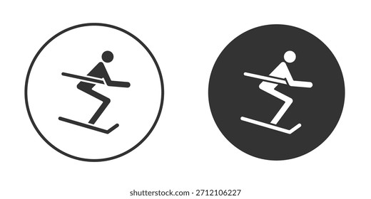 Icono de esquí símbolo Iniciar sesión estilo sólido.