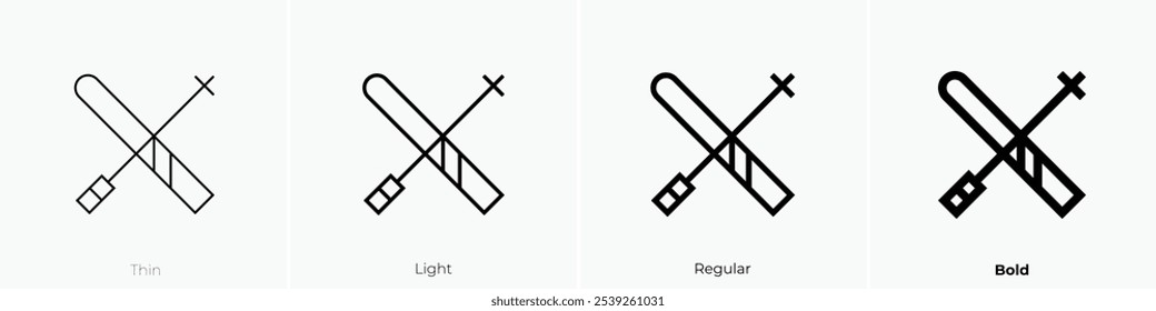 skiing icon. Thin, Light Regular And Bold style design isolated on white background