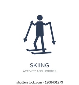 Skiing icon. Trendy flat vector Skiing icon on white background from Activity and Hobbies collection, vector illustration can be use for web and mobile, eps10