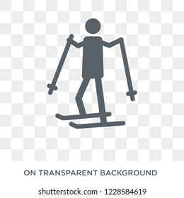 Skiing icon. Trendy flat vector Skiing icon on transparent background from Activity and Hobbies collection. 