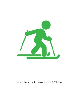 Skiing icon vector illustration eps10. Isolated badge for website or app 