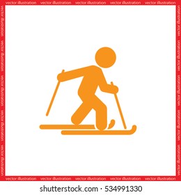 Skiing icon vector illustration eps10. Isolated badge for website or app
