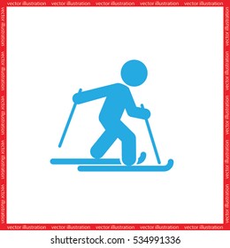 Skiing icon vector illustration eps10. Isolated badge for website or app
