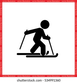 Skiing icon vector illustration eps10. Isolated badge for website or app