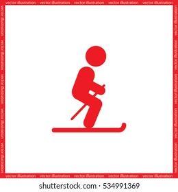 Skiing icon vector illustration eps10. Isolated badge for website or app