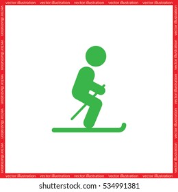 Skiing icon vector illustration eps10. Isolated badge for website or app