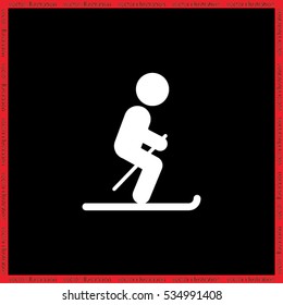 Skiing icon vector illustration eps10. Isolated badge for website or app