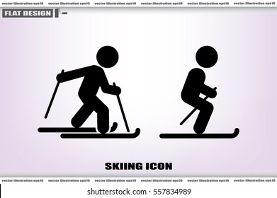Skiing icon vector illustration eps10. Isolated badge for website or app 