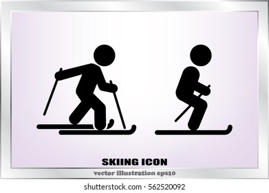 Skiing icon vector illustration eps10. Isolated badge for website or app .
