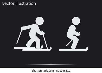 Skiing icon vector illustration eps10. Isolated badge for website or app